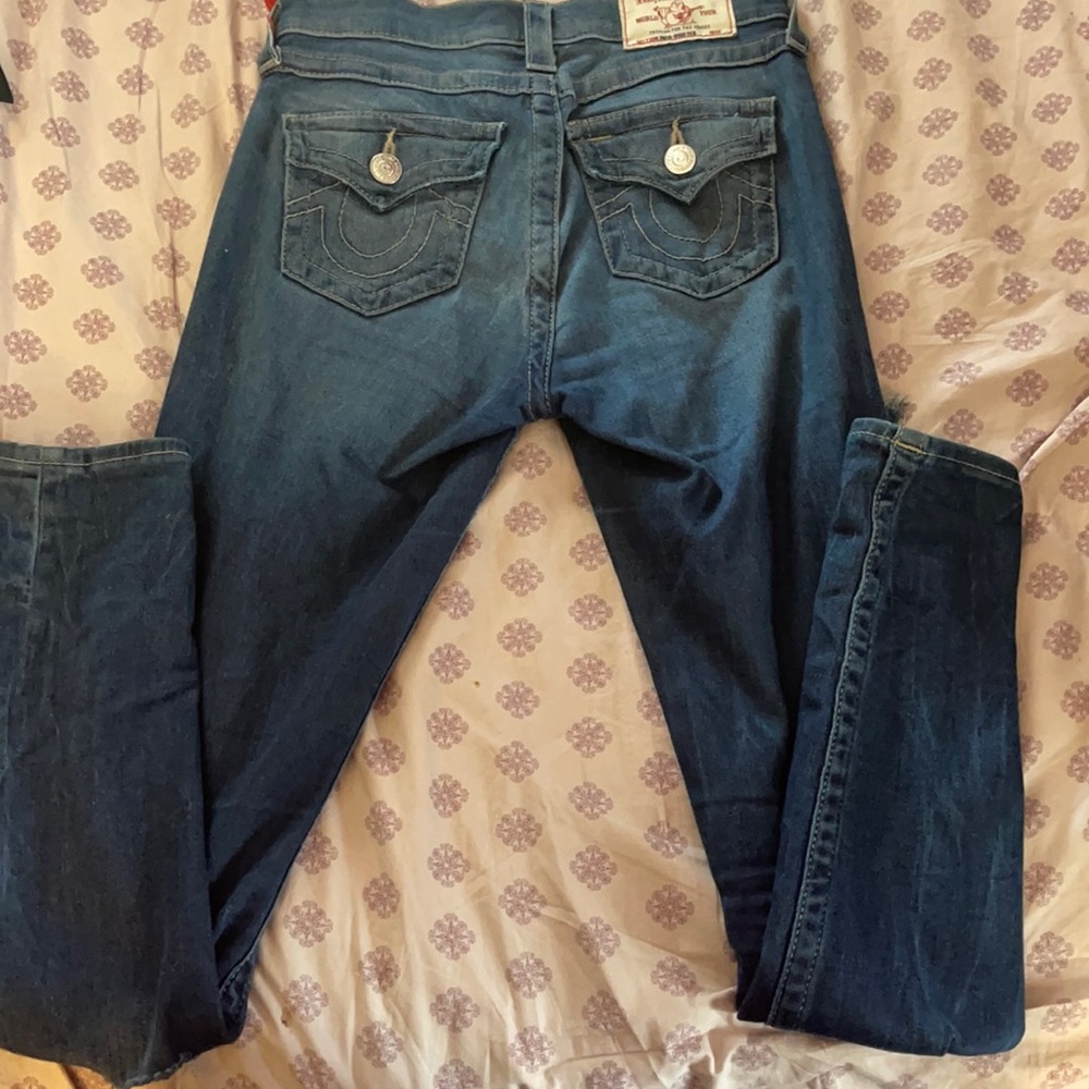 True Religion Jeans, medium wash w/ rips